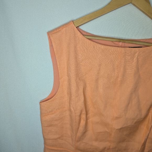 Ann Taylor Apricot Orange Linen Blend Boat Neck Sheath Dress Size 14 - Picture 5 of 10